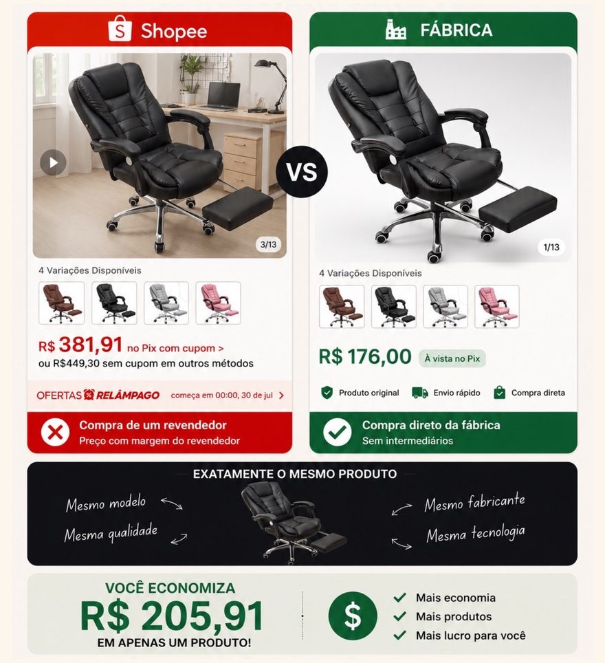 Comparação de preço: loja x fábrica